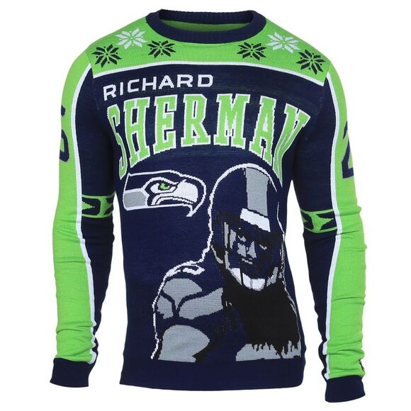Richard Sherman #25 (Seattle Seahawks) NFL Player Ugly Sweater - Picture 1 of 4